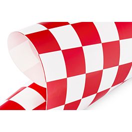 Kavan - Bespanfolie, Checkered Rood/Wit (2m)